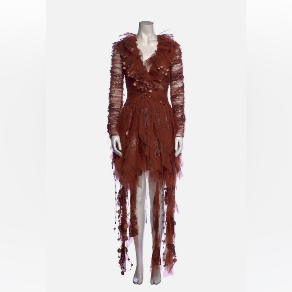 ZIMMERMAN Kaleidoscope stargazer handkerchief mini mocha dress